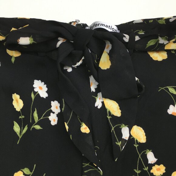 REFORMATION Piazza Black Floral Print Belted Wide Leg Palazzo Culotte Pant - Picture 8 of 13